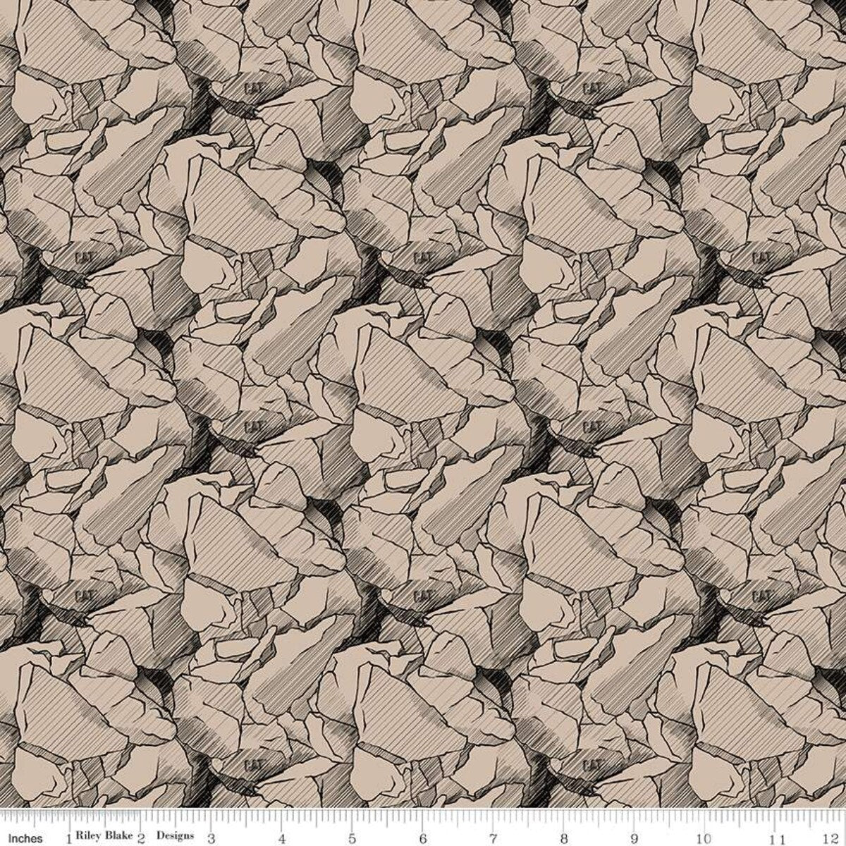 CAT Building Construction Rocks Tan Licensed Riley Blake Cotton Fabric RB-C9101-Tan