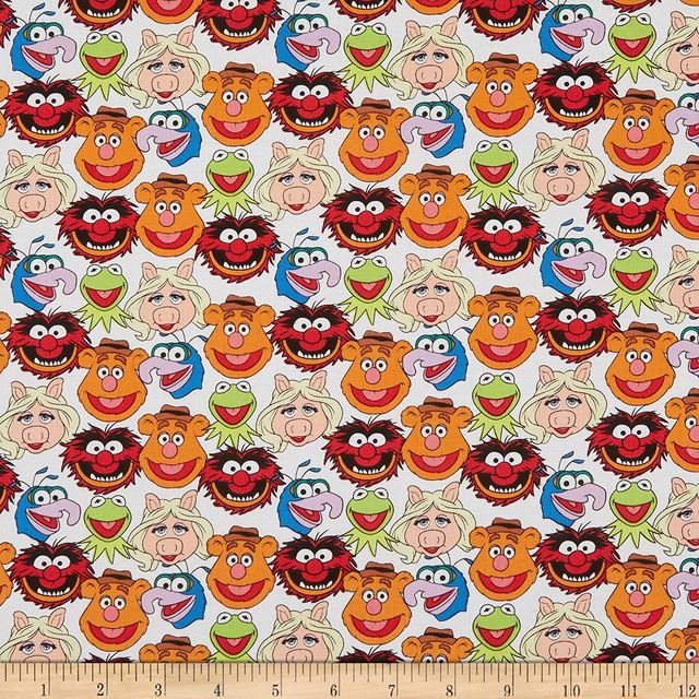 Muppets cast white Camelot Cotton Fabric