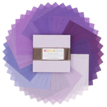 Kona Lavender Field Palette 5" Squares 42pcs Robert Kaufman Cotton Fabric Kona-CHS-348-42 | US Fabric Shop
