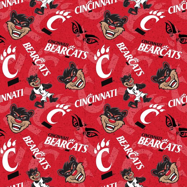 Cincinnati Bearcats NCAA College Tone on Tone Sykel Cotton Fabric CIN-1178