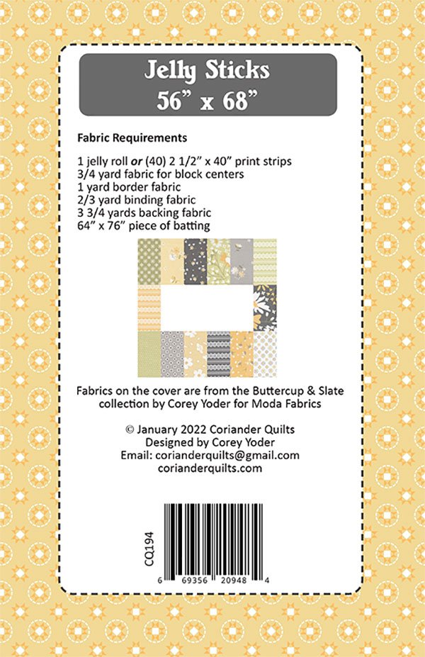 Jelly Sticks Patterns Corey Yodey Coriander Quilts CQ-194