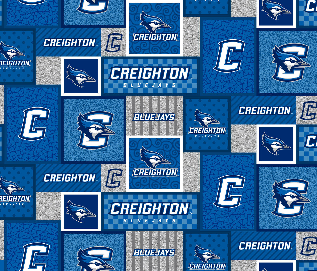 Creighton Blue Jays NCAA College Patch Sykel Enterprises Polyester Fleece Fabric CRE-1177