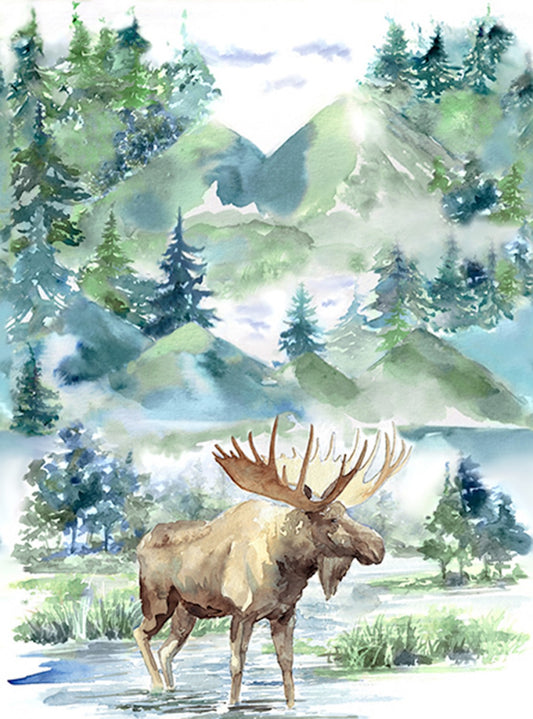 Cabin In The Woods Aspen Panel 32" White Hoffman Cotton Fabric HF-V5255H-367
