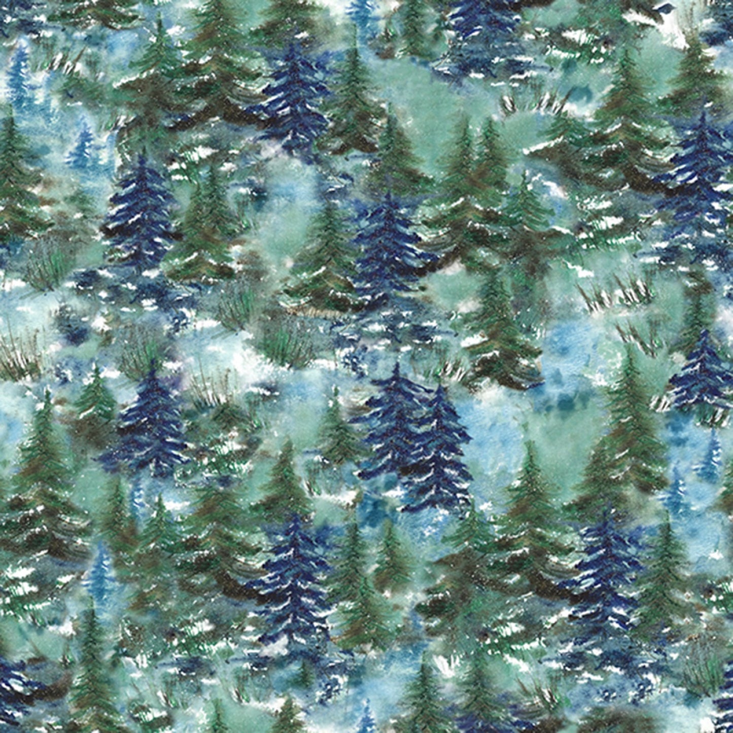 Cabin In The Woods Forest Green Hoffman Cotton Fabric