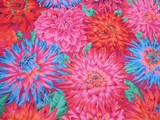 Cactus Dahlias Red Philip Jacobs Stash Kaffe Fassett Collective Free Spirit Cotton Fabric  FS PWPJ054.REDXX