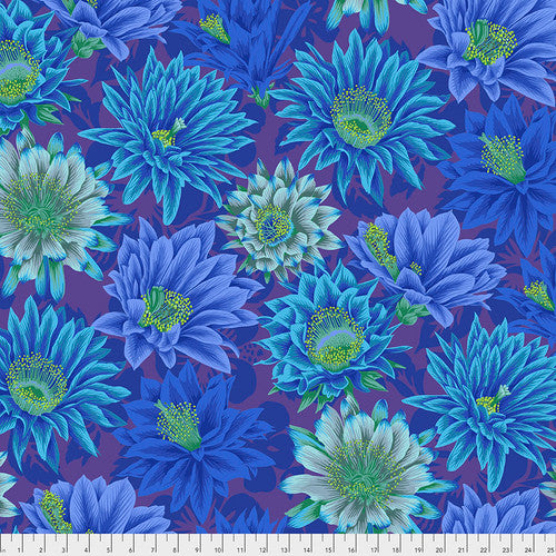Cactus Flower Blue Philip Jacobs Classics Kaffe Fassett Collective Free Spirit Cotton Fabric FS-PWPJ096.BLUE