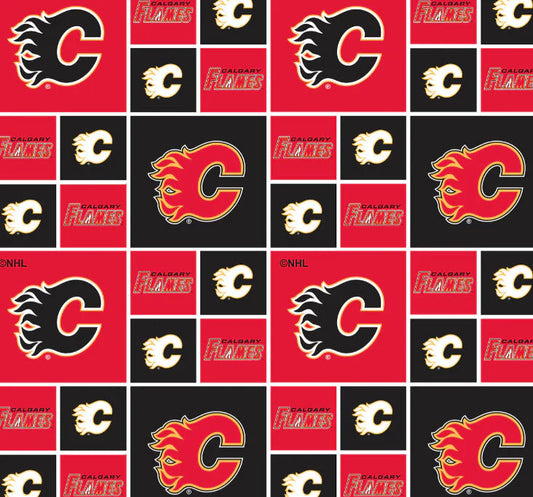 Calgary Flames NHL Hockey Box Design Cotton Fabric SYK-NHL-020-FLA
