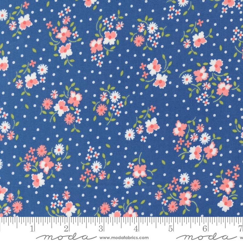 Cali & Co Flower Dot Cobalt Blue Corey Yoder Moda Cotton Fabric