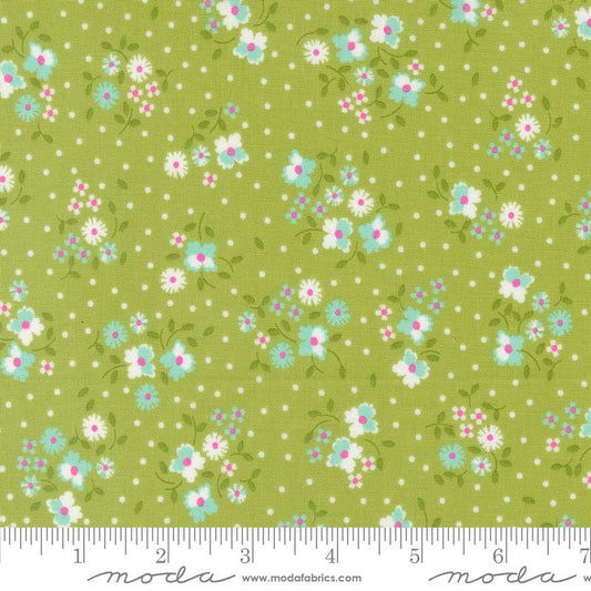 Cali & Co Flower Dot Pistachio Green Corey Yoder Moda Cotton Fabric