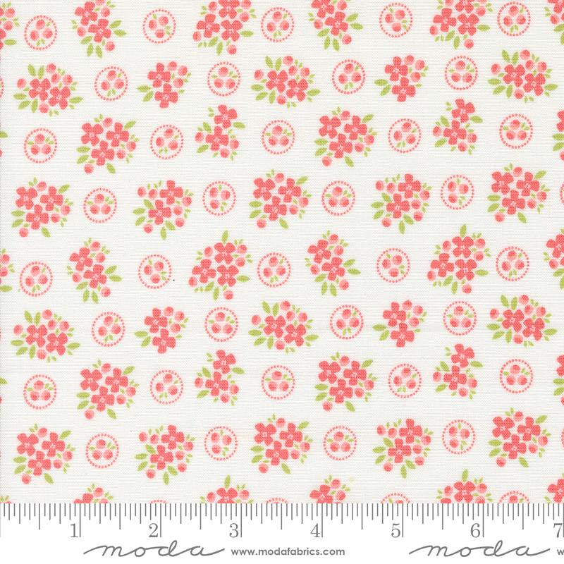Cali & Co Ring Around Posie Small Floral Cloud Flamingo Pink Corey Yoder Moda Cotton Fabric