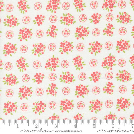 Cali & Co Ring Around Posie Small Floral Cloud Flamingo Pink Corey Yoder Moda Cotton Fabric
