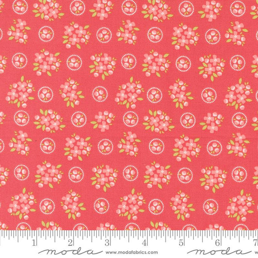 Cali & Co Ring Around Posie Small Floral Flamingo Pink Corey Yoder Moda Cotton Fabric