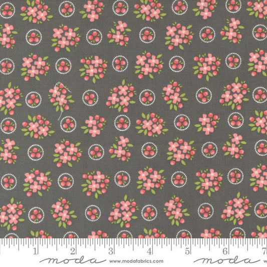 Cali & Co Ring Around Posie Small Floral Slate Grey Corey Yoder Moda Cotton Fabric