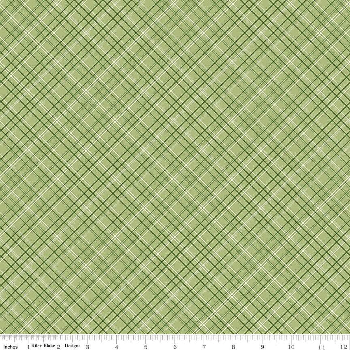 Calico Plaid Lettuce Green Lori Holt Riley Blake Cotton Fabric