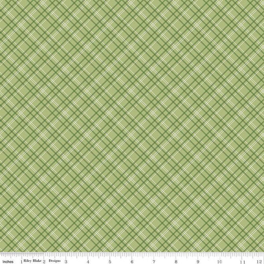 Calico Plaid Lettuce Green Lori Holt Riley Blake Cotton Fabric