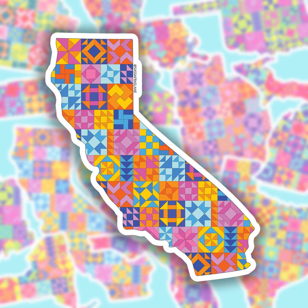 California Quilt CA State Sticker Sassafras Lane Designs SLD-SADSASSSTICK-CA | US Fabric Shop
