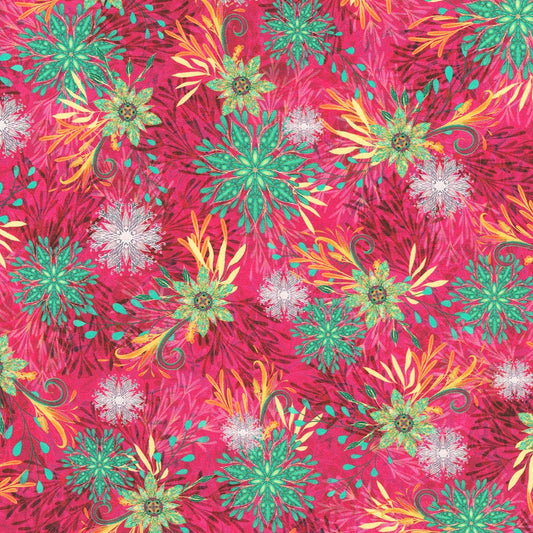 Calixta Floral Azalea Christiane Marques Robert Kaufman Cotton Fabric RK-AQSD-22770-301