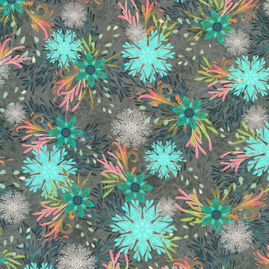 Calixta Floral Charcoal Christiane Marques Robert Kaufman Cotton Fabric RK-AQSD-22770-184