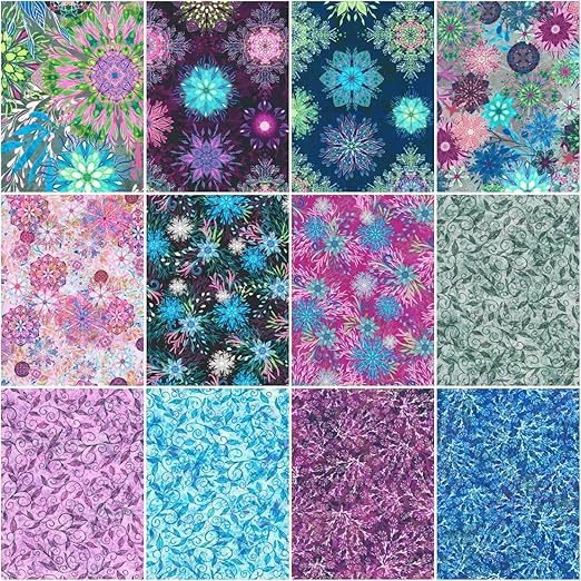 Calixta Jewel Fat Quarter Bundle 18" x 21" Christiane Marques Robert Kaufman Cotton Fabric RK-FQ-2184-12