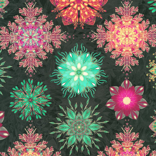 Calixta Medallion Floral Charcoal Christiane Marques Robert Kaufman Cotton Fabric RK-AQSD-22767-184