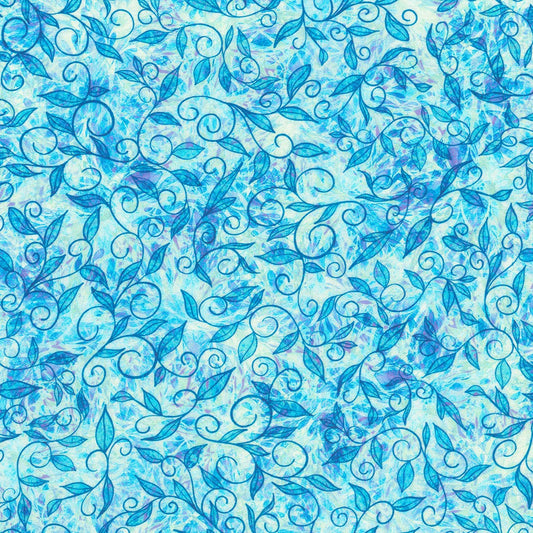 Calixta Swirl Foliage Aquamarine Christiane Marques Robert Kaufman Cotton Fabric