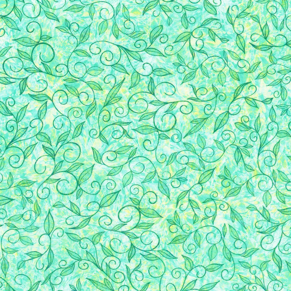 Calixta Swirl Foliage Seaglass Green Christiane Marques Robert Kaufman Cotton Fabric