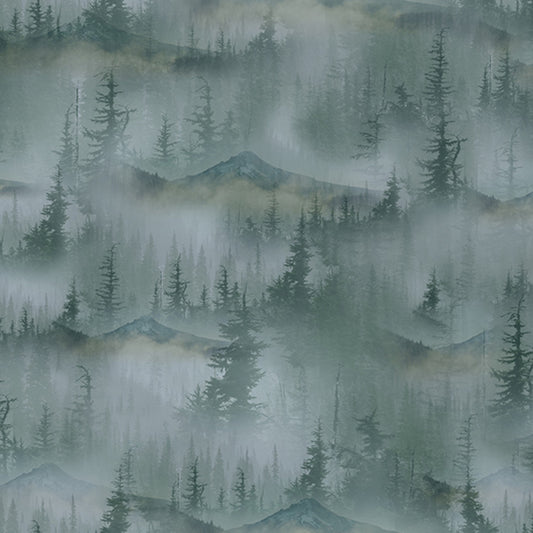 Call Of The Wild Mountain Meadow Scenic Blue Michael Diebner Hoffman Cotton Fabric HF-V5276H-7