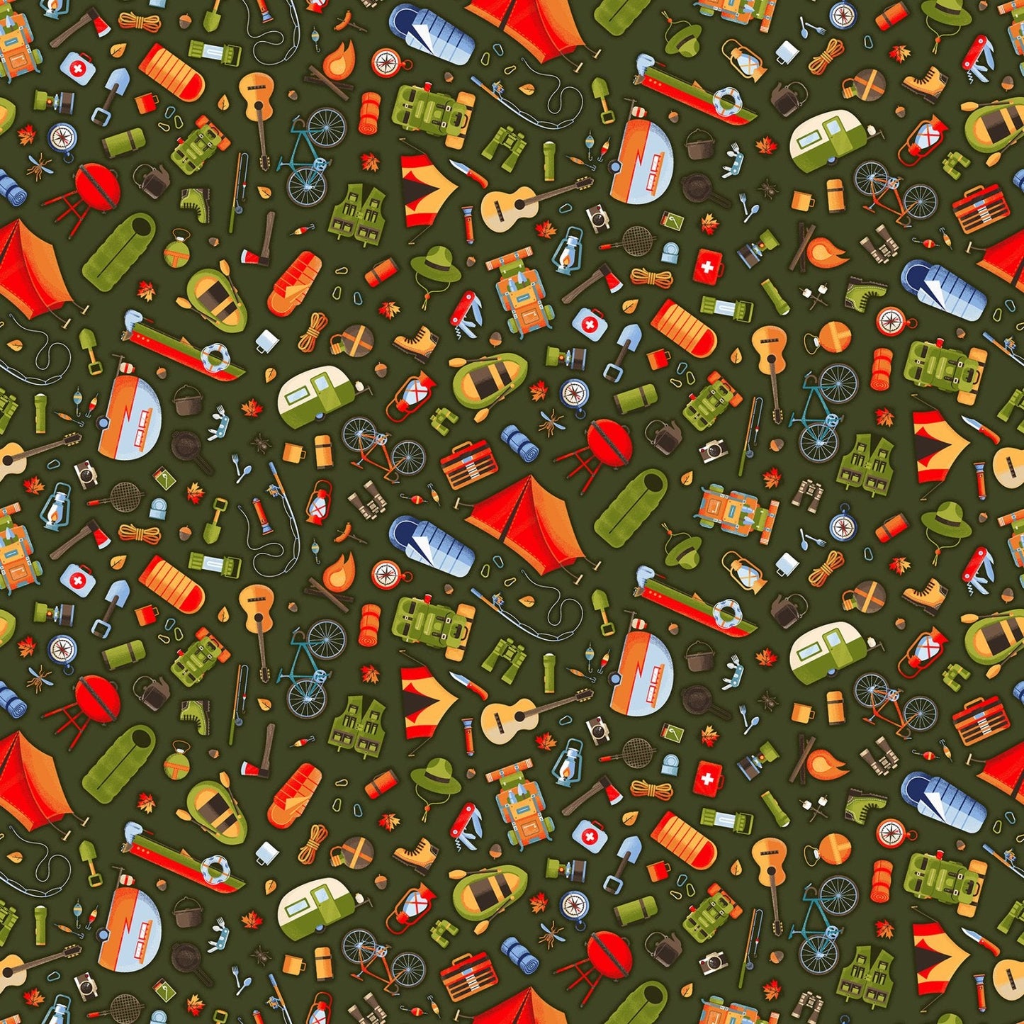 Camping Therapy Bare Necessities Multi Patrick Lose Northcott Cotton Fabric NC-10624-76