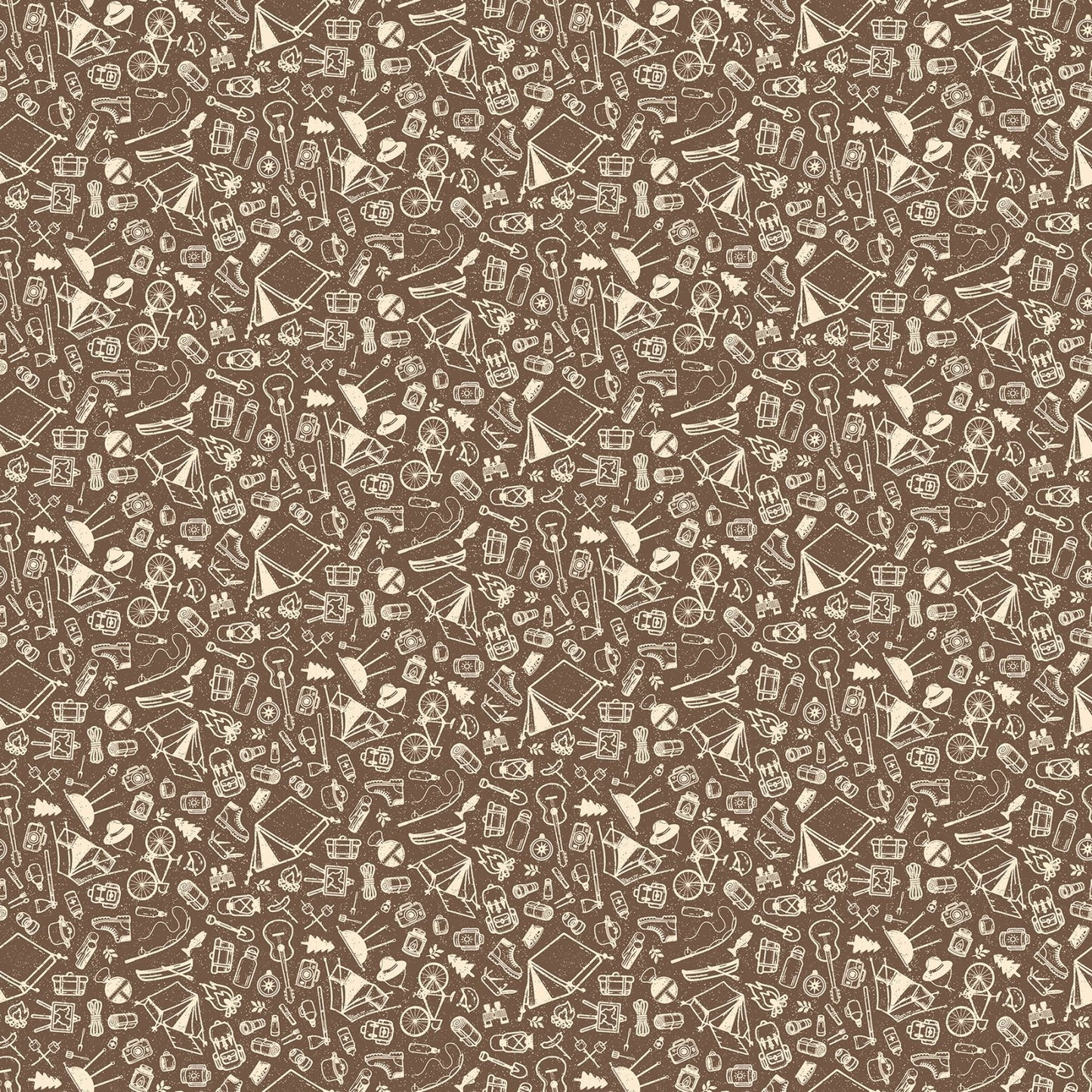 Camping Therapy Camping Sketches Brown Patrick Lose Northcott Cotton Fabric NC-10630-35