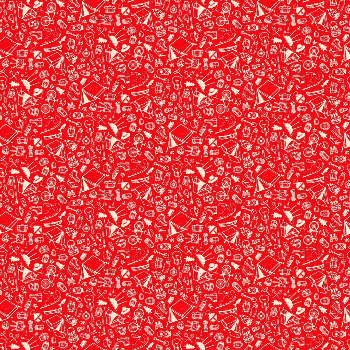 Camping Therapy Camping Sketches Red Patrick Lose Northcott Cotton Fabric NC-10630-24