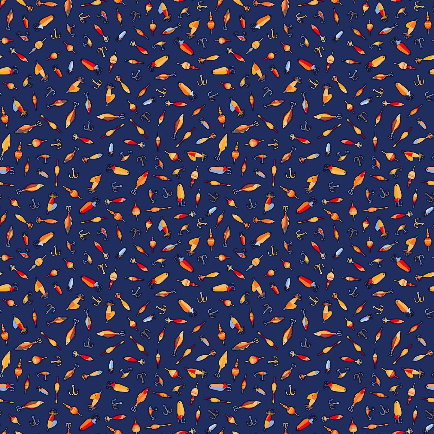 Camping Therapy Lures Multi Patrick Lose Northcott Cotton Fabric NC-10629-45
