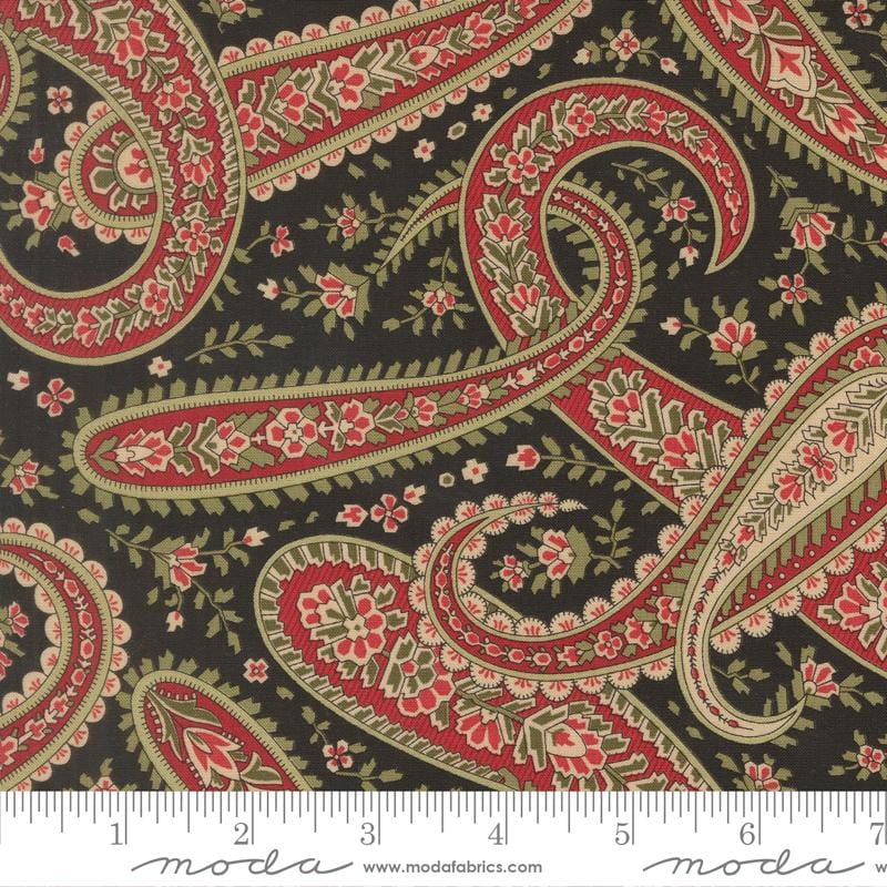 Candlelight Christmas Plaza Paisley Ebony Black 3 Sisters Moda Cotton Fabric MD-44422-16 | US Fabric Shop