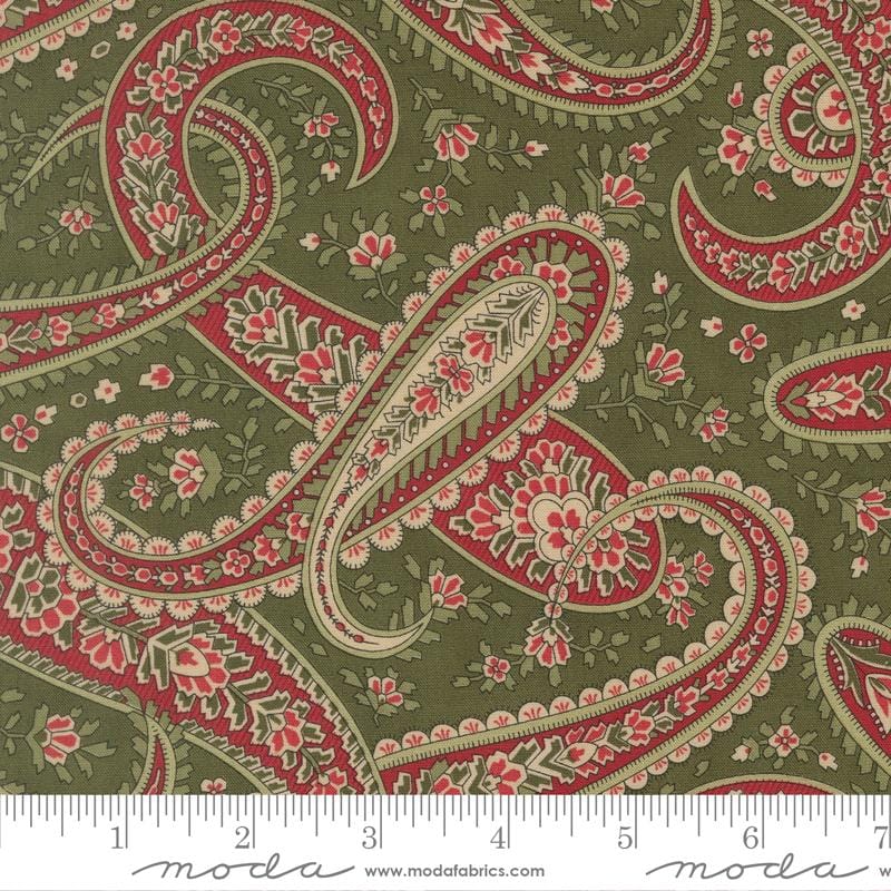 Candlelight Christmas Plaza Paisley Holly Dark Green 3 Sisters Moda Cotton Fabric MD-44422-15 | US Fabric Shop