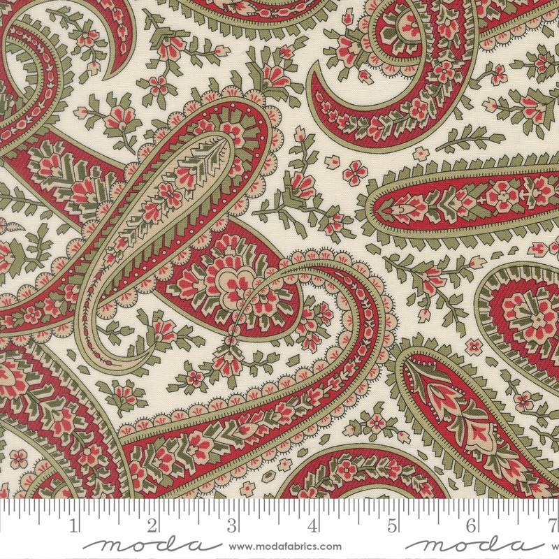 Candlelight Christmas Plaza Paisley Cream 3 Sisters Moda Cotton Fabric MD-44422-11