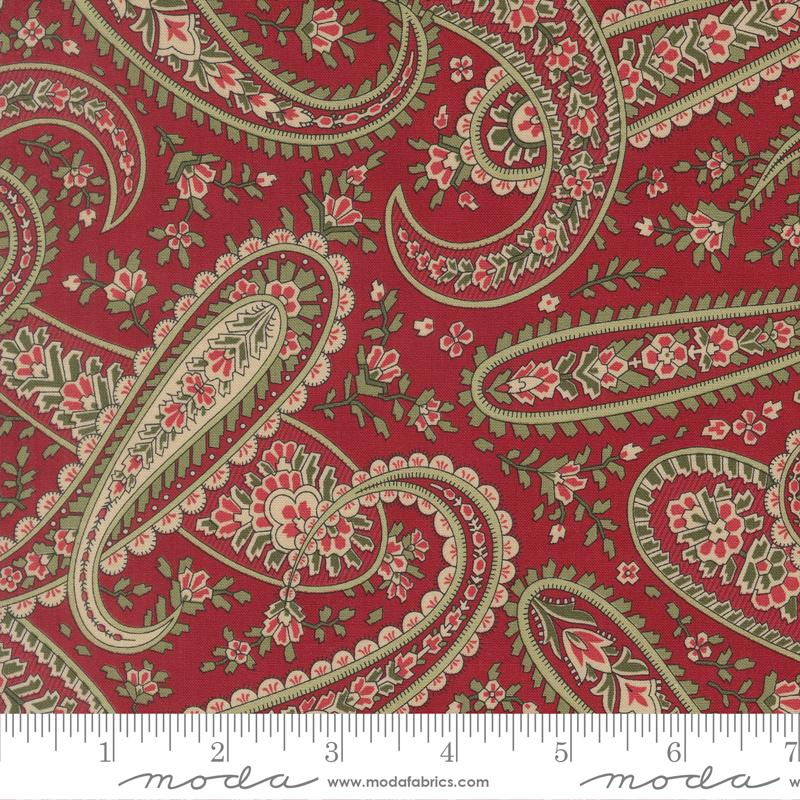 Candlelight Christmas Plaza Paisley Crimson Red 3 Sisters Moda Cotton Fabric MD-44422-13
