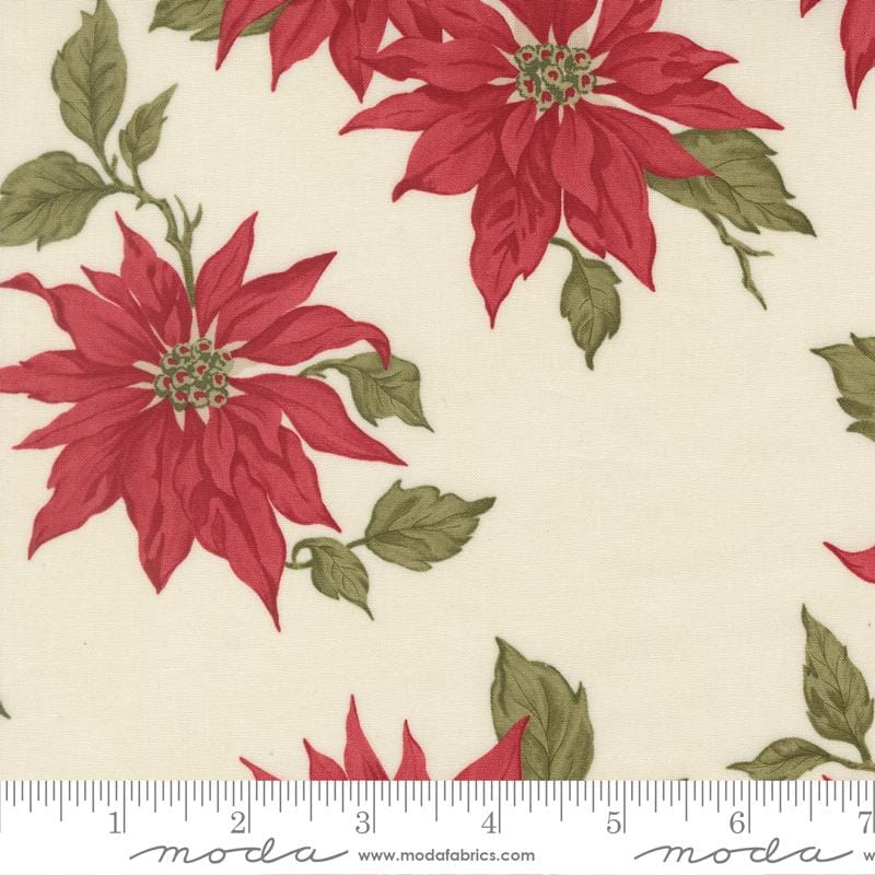 Candlelight Christmas Poinsettia Florals Cream 3 Sisters Moda Cotton Fabric MD-44420-11 | US Fabric Shop