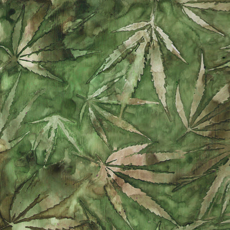 Cannabis Marijuana Green Quilting Treasures Cotton Fabric