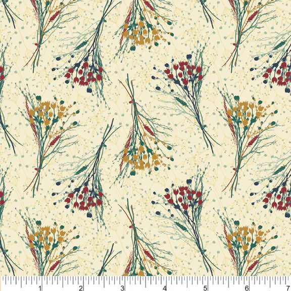 Canoe Routes Riverbed Foraging Cream Twig Spark Phoebe Cotton Fabric