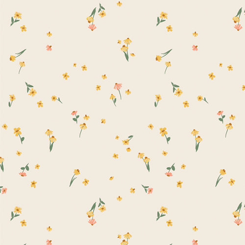 Capsules Mix the Volume Melodic Blooms Fresh Floral Cream Yellow AGF Studio Art Gallery Cotton Fabric AGF-CAPMV-11719