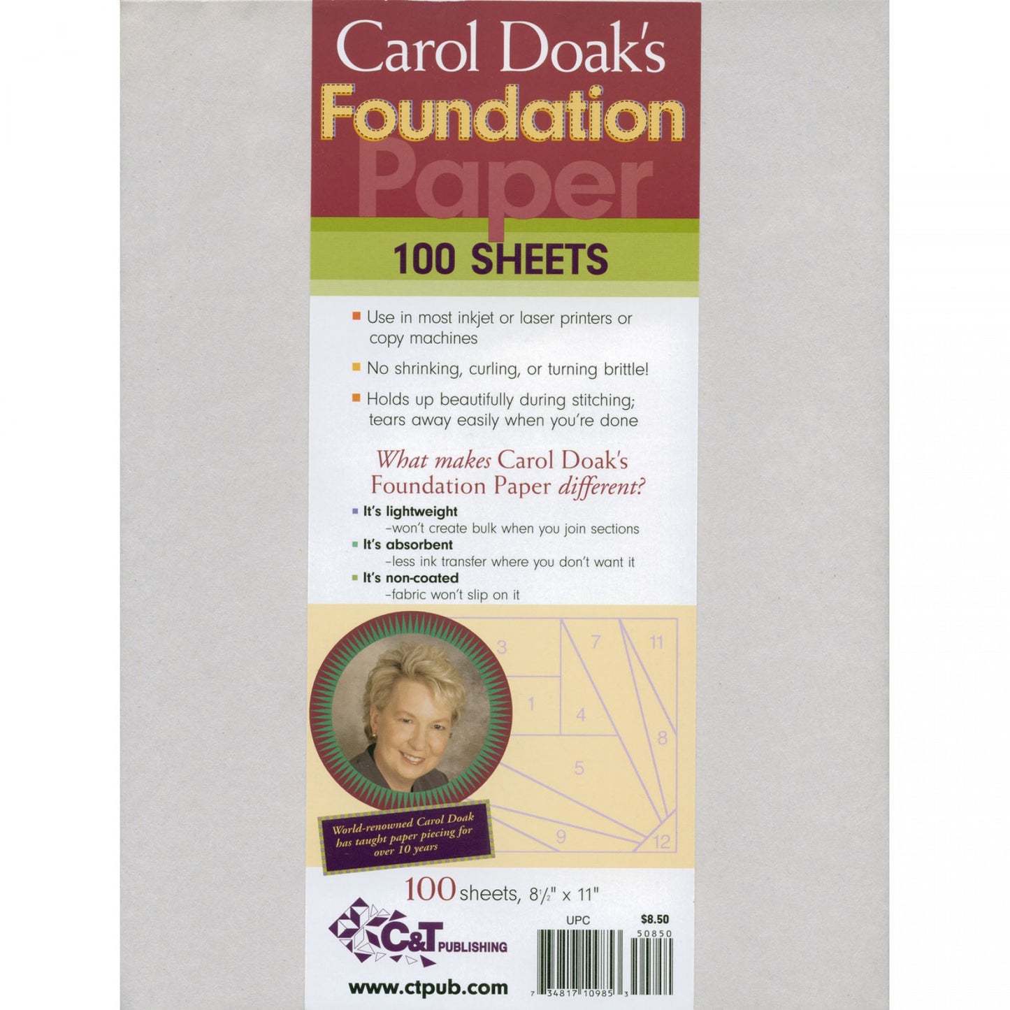 Carol Doak’s Foundation Paper 8.5" x 11" 100 Sheets Carol Doak C&T Publishing CTP-10985