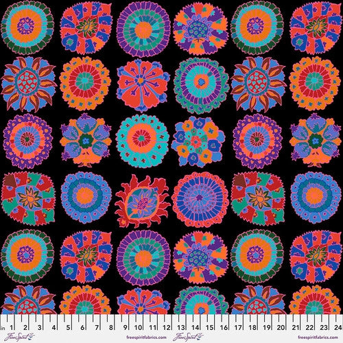 Carpet Cookies Black February 2023 Kaffe Fassett Collective Free Spirit Cotton fabric FS-PWGP192.BLACK