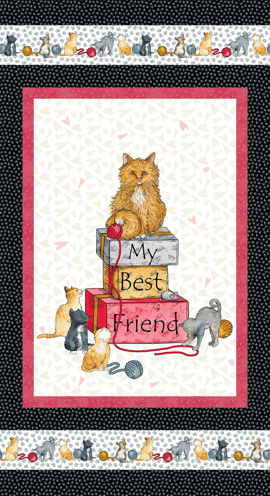 Cat Rescue Cat Panel 24” Black Grace Violet Designs Henry Glass Cotton Fabric HG-667P-99
