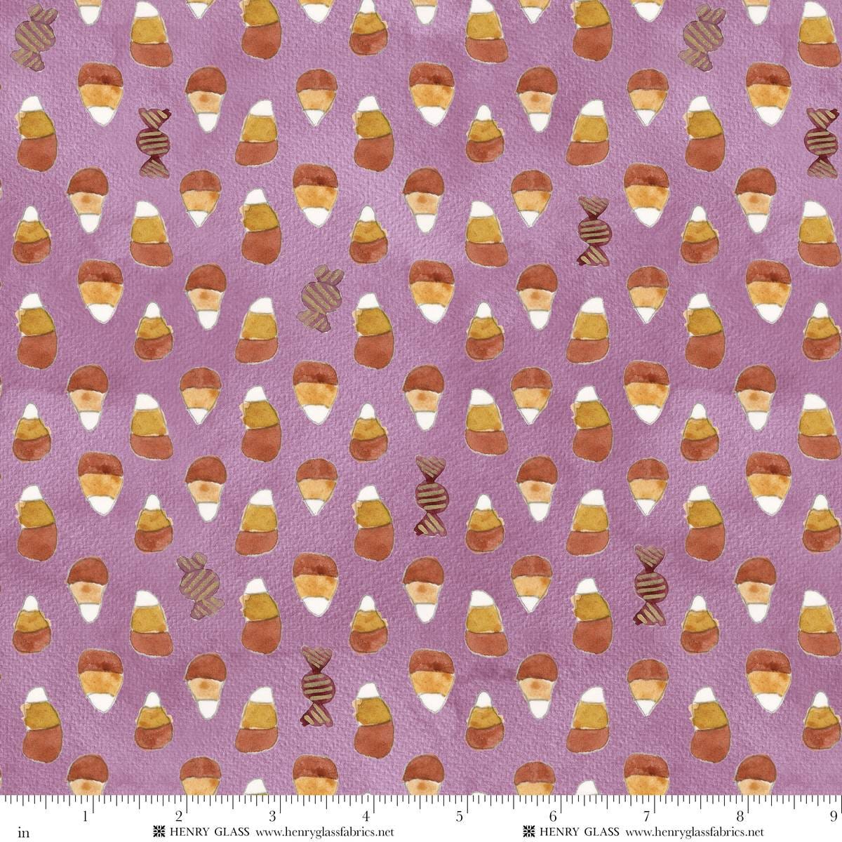 Cat House Candy Corn Raspberry Purple Mayo Moreno Henry Glass Cotton Fabric HG-2593-57 | US Fabric Shop