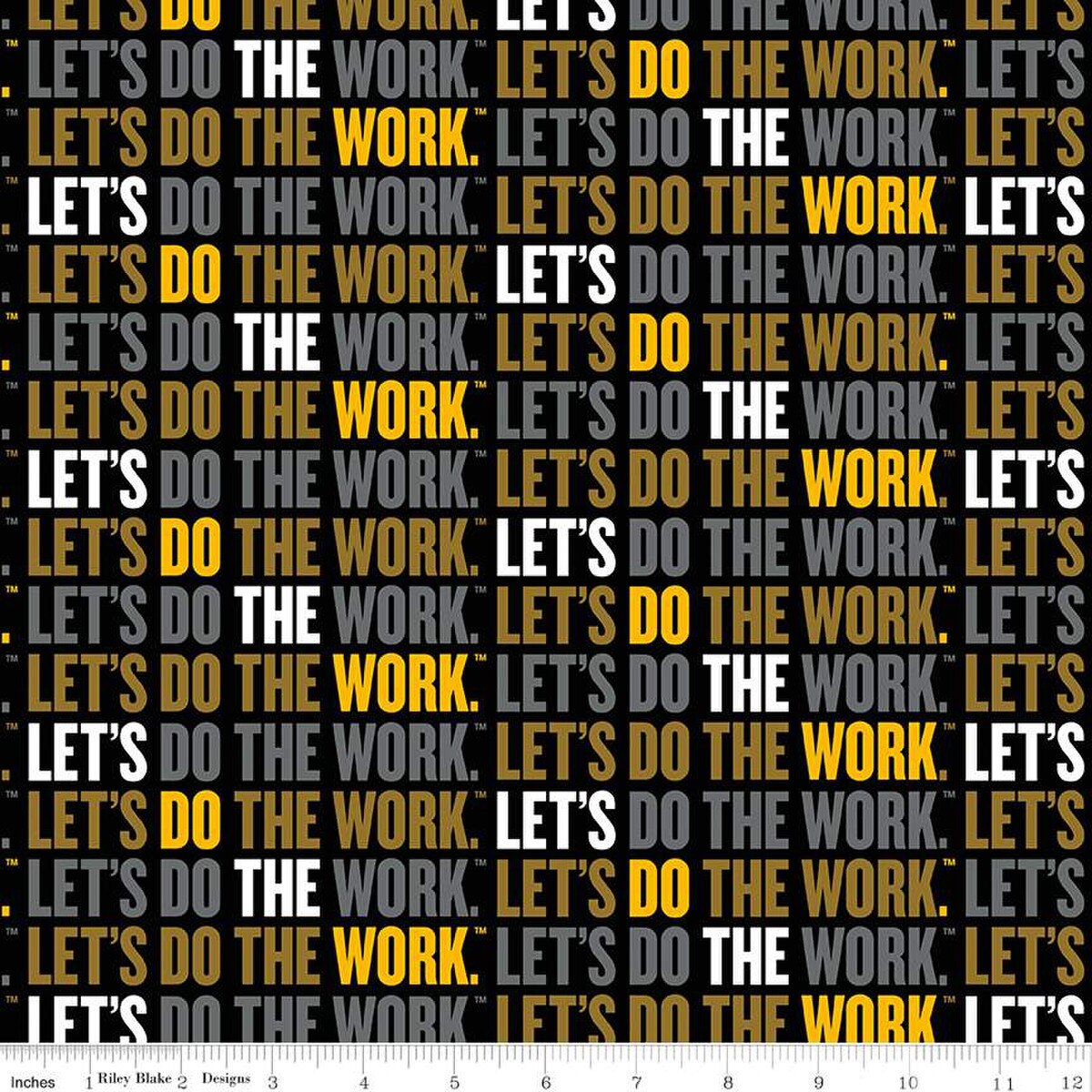 Caterpillar 100 Years Slogan Do The Word Black Licensed Riley Blake Cotton Fabric RB-C16722-BLACK