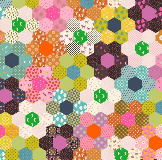 Catnap 108" Wideback Hexagons Posy Alexia Marcelle Abegg Ruby Star Society Moda Cotton Fabric MD-RS4138-13