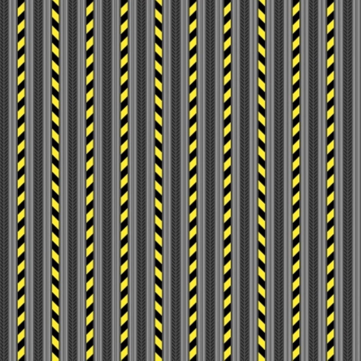 Caution Construction Tire Tracks Stripe Grey Building Dreams Wilmington Prints Cotton Fabric