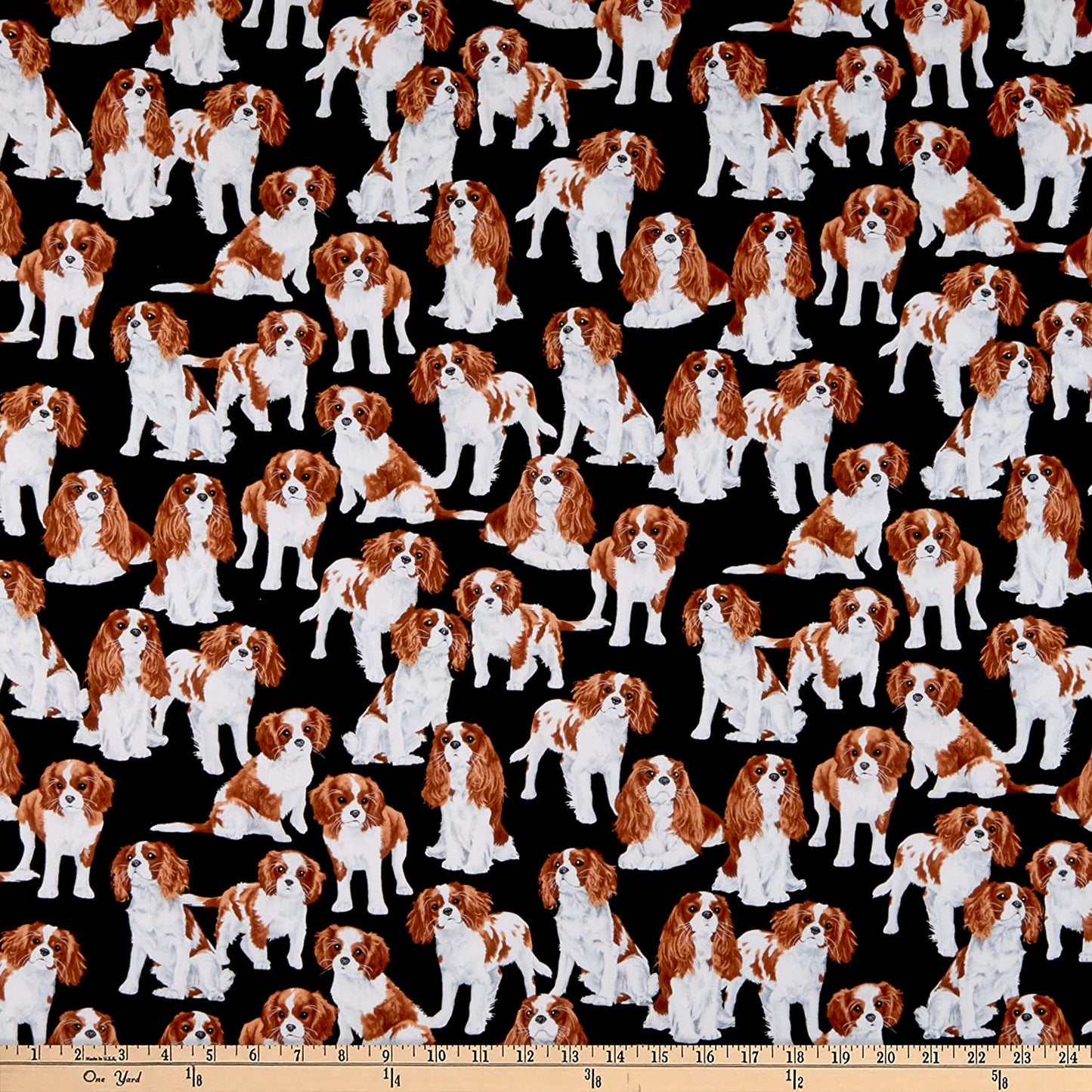 Cavalier King Charles Spaniels Dog Puppy Pets Animals Black Dog Show Timeless Treasures Cotton Fabric