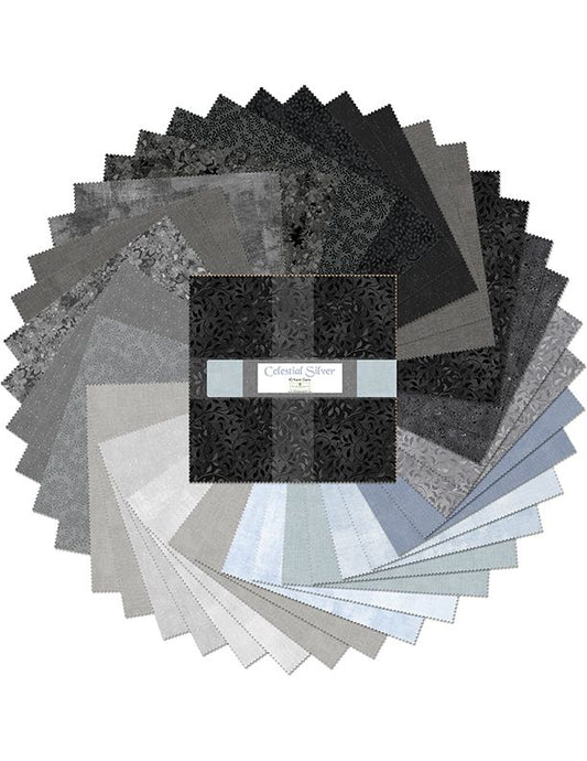 Celestial Silver 10" Squares Karat Crystals 42pcs Wilmington Prints Cotton Precut Fabric WP-512-153-512