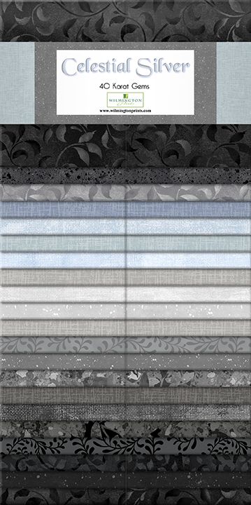 Celestial Silver 2.5" Strips Karat Crystals 40pcs Wilmington Prints Cotton Precut Fabric WP-842-153-842