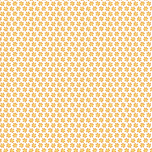 Chalk Garden Mini Daisy White Orange Cherry Guldry Benartex Cotton Fabric BE-13385-36